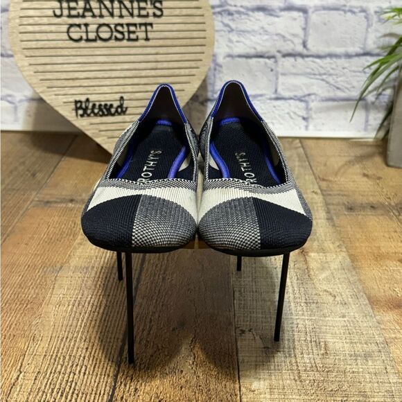 Rothy's Captoe Buffalo Plaid Black & White Ballet Flats Women's - Picture 5 of 10